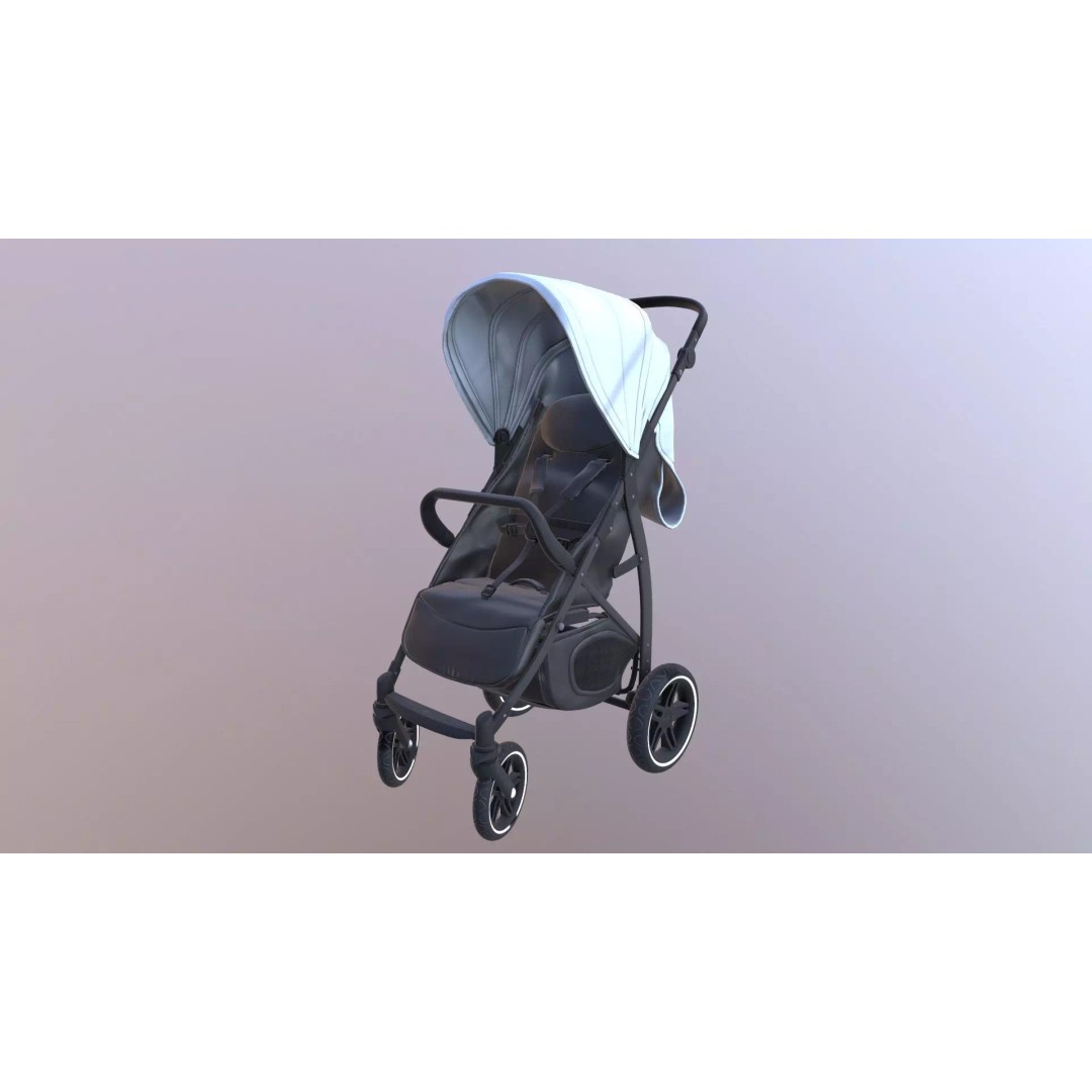 Pushchair 3D Model – Low Poly Game Ready Asset, FBX & OBJ Formats - View 2