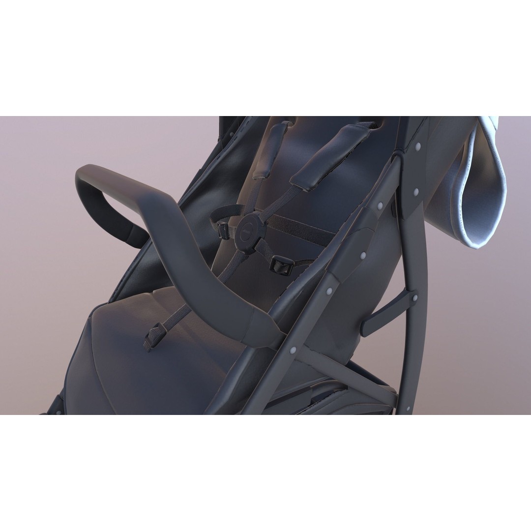 Pushchair 3D Model – Low Poly Game Ready Asset, FBX & OBJ Formats - View 25