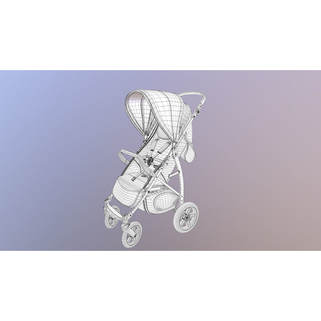 Pushchair 3D Model – Low Poly Game Ready Asset, FBX & OBJ Formats - View 30