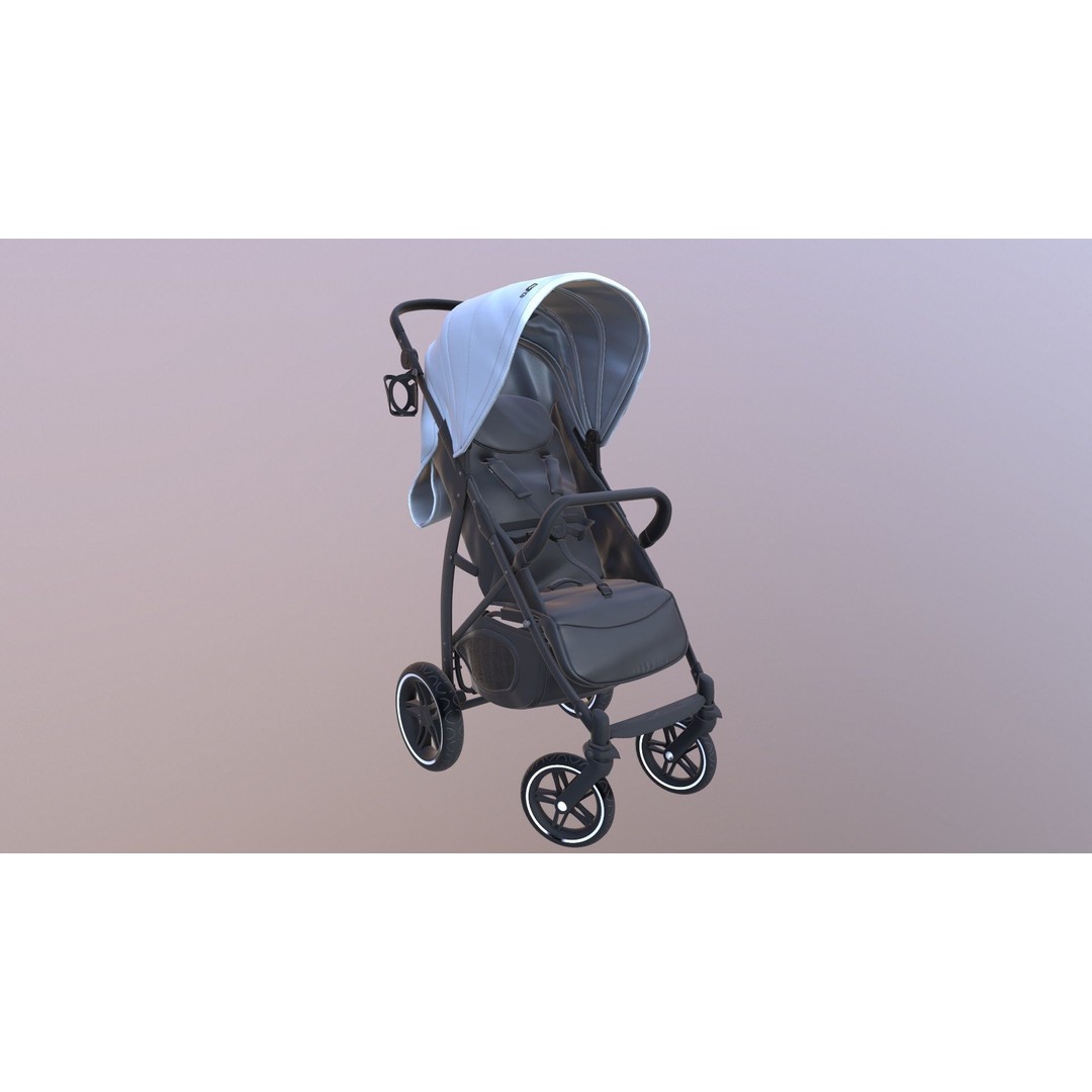 Pushchair 3D Model – Low Poly Game Ready Asset, FBX & OBJ Formats - View 4
