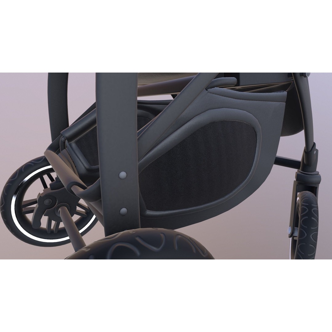 Pushchair 3D Model – Low Poly Game Ready Asset, FBX & OBJ Formats - View 7
