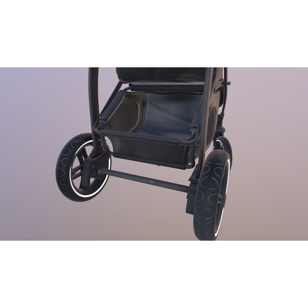 Pushchair 3D Model – Low Poly Game Ready Asset, FBX & OBJ Formats - View 8
