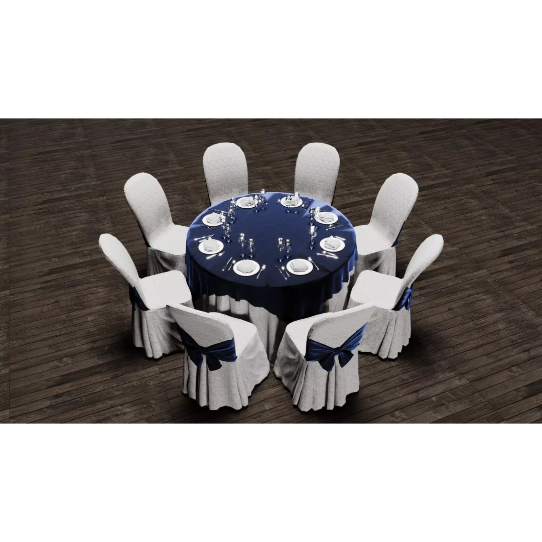 Wedding Table 3D Model – Low Poly Decoration Asset, FBX, OBJ - View 2