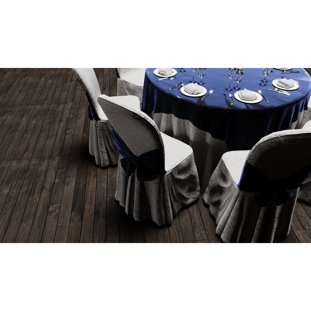 Wedding Table 3D Model – Low Poly Decoration Asset, FBX, OBJ - View 3