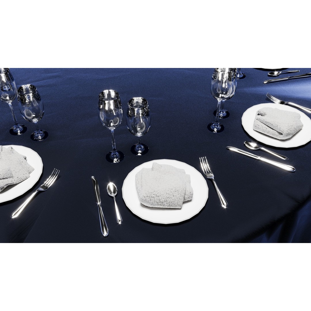 Wedding Table 3D Model – Low Poly Decoration Asset, FBX, OBJ - View 5