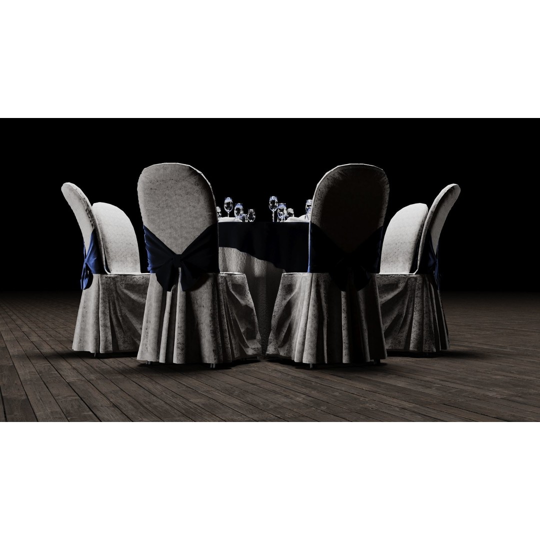 Wedding Table 3D Model – Low Poly Decoration Asset, FBX, OBJ - View 6