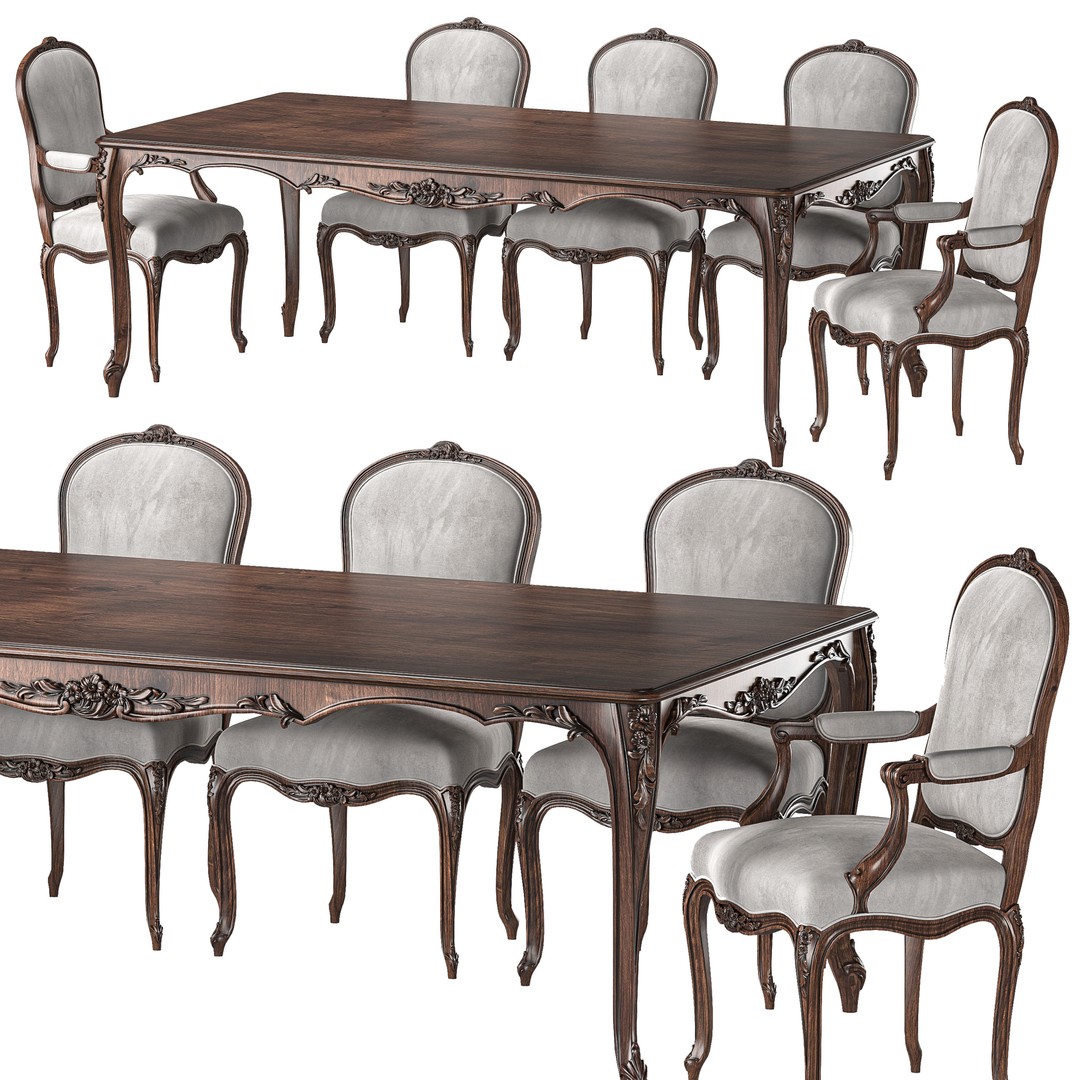 Chairish Table 3D Model – Classical Rococo Furniture, FBX - View 3