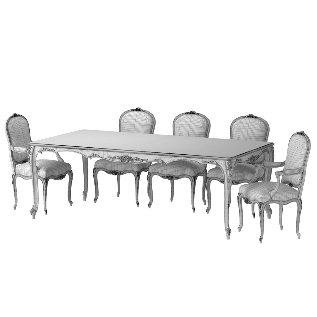 Chairish Table 3D Model – Classical Rococo Furniture, FBX - View 4