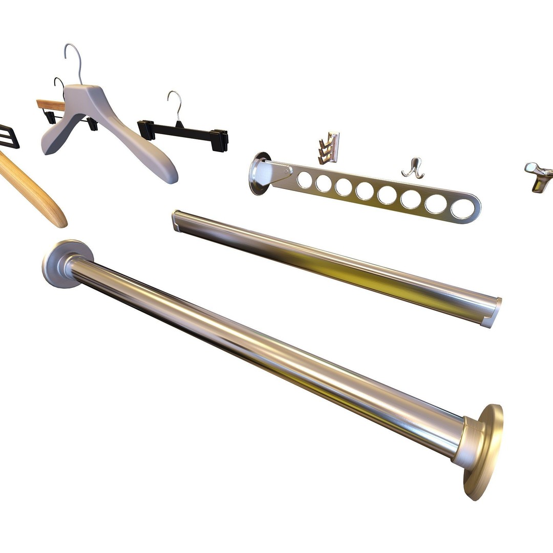 Hooks and Hangers 3D Model – Furniture Fittings Mega Pack, FBX, OBJ - View 12
