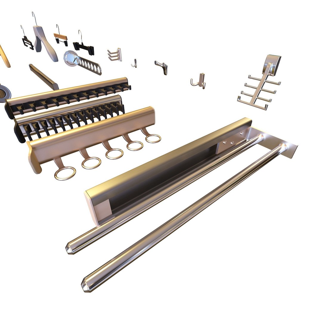 Hooks and Hangers 3D Model – Furniture Fittings Mega Pack, FBX, OBJ - View 14