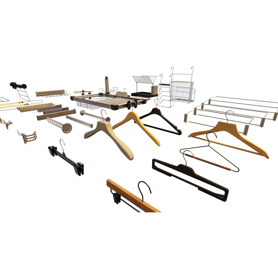 Hooks and Hangers 3D Model – Furniture Fittings Mega Pack, FBX, OBJ - View 4