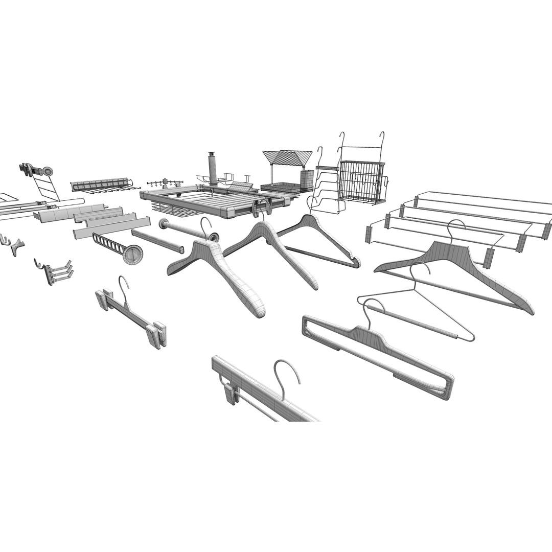 Hooks and Hangers 3D Model – Furniture Fittings Mega Pack, FBX, OBJ - View 5