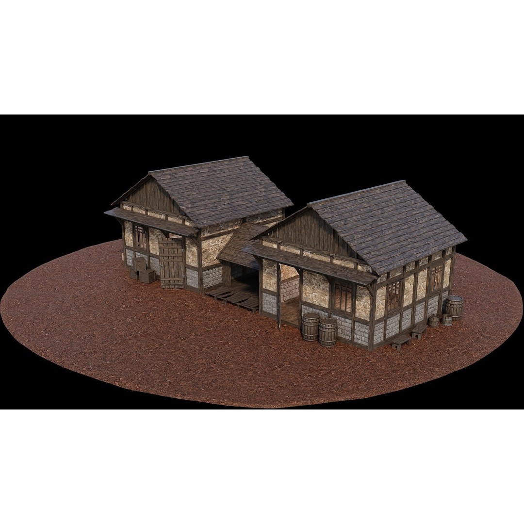 Medieval Village House 3D Model – Low Poly Game Ready, FBX & OBJ - View 14
