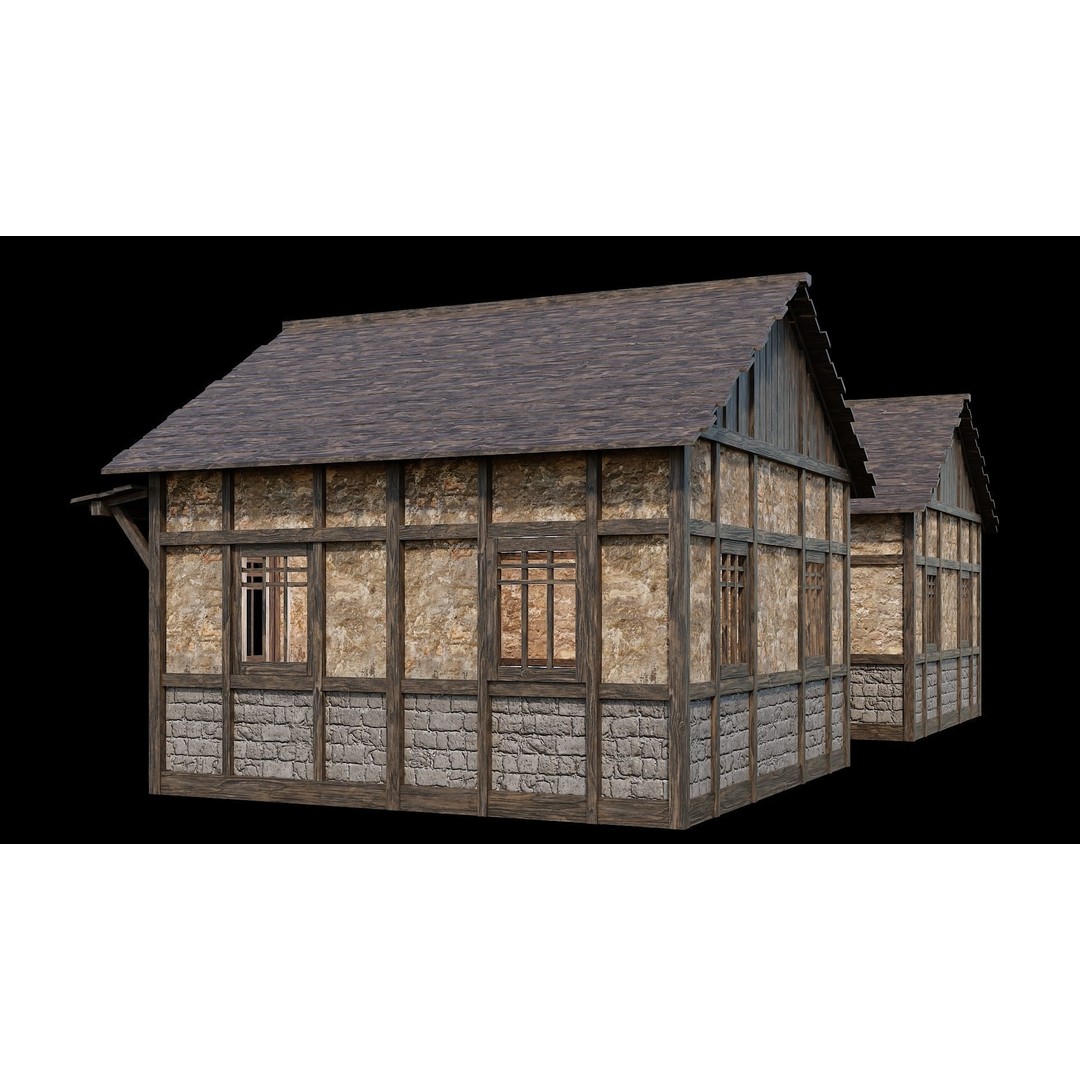 Medieval Village House 3D Model – Low Poly Game Ready, FBX & OBJ - View 18
