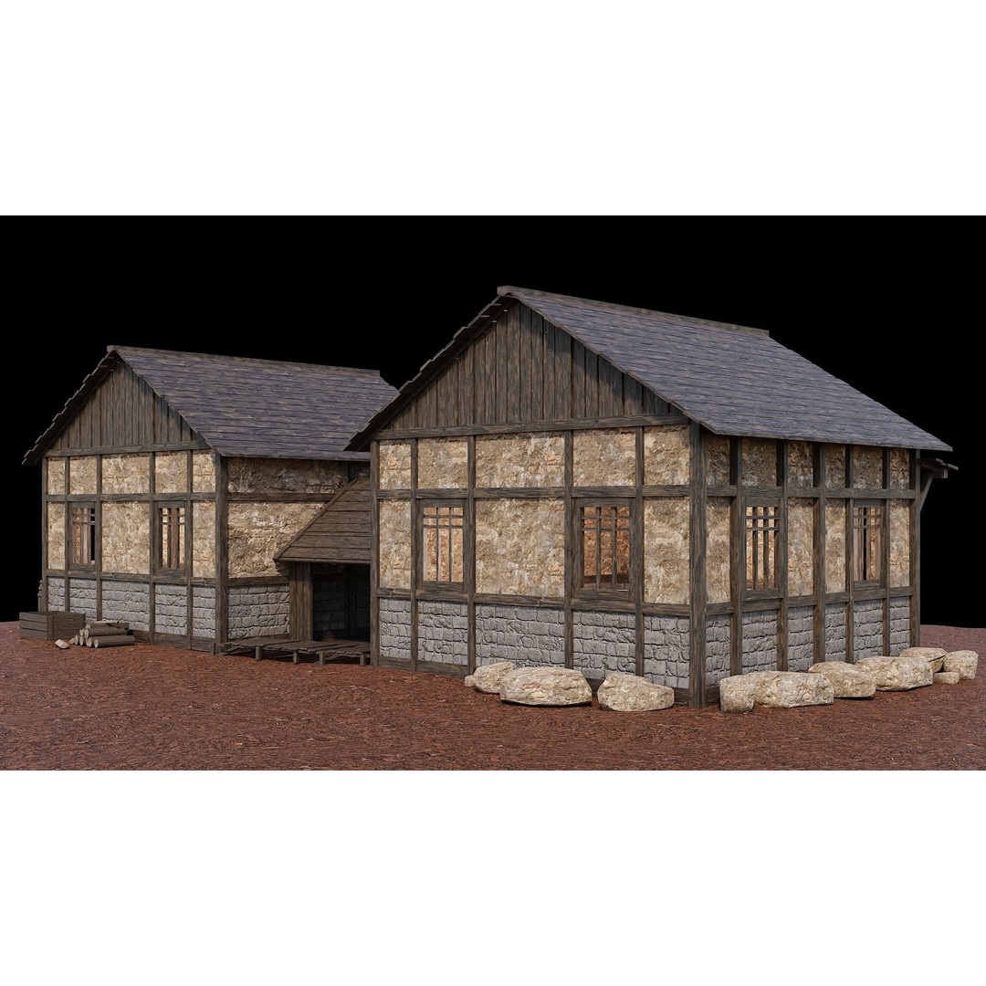 Medieval Village House 3D Model – Low Poly Game Ready, FBX & OBJ - View 21