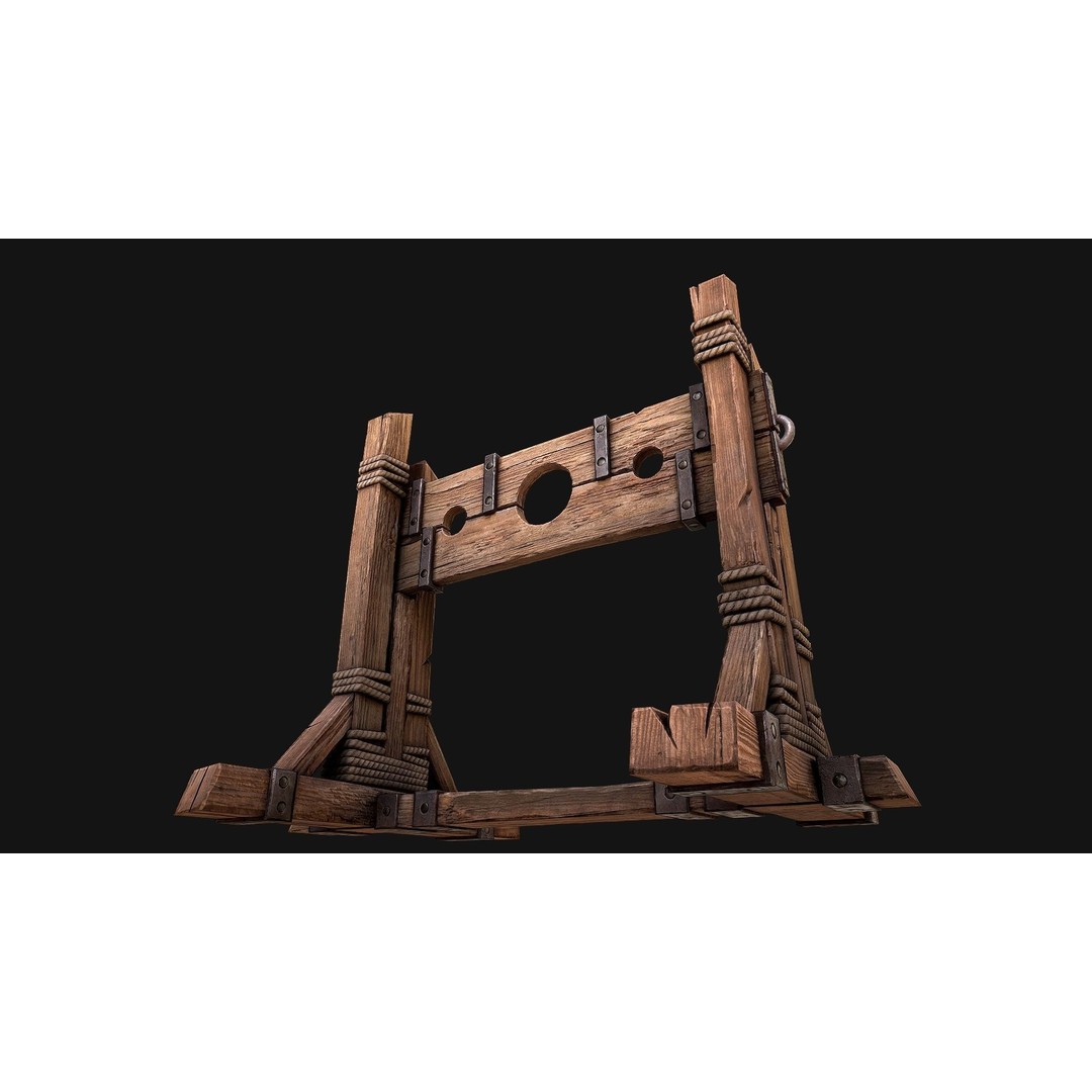 Medieval Pillory Torture 3D Model – Low Poly Game Asset, PBR Textures - View 11
