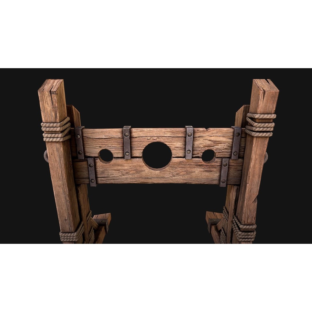 Medieval Pillory Torture 3D Model – Low Poly Game Asset, PBR Textures - View 13