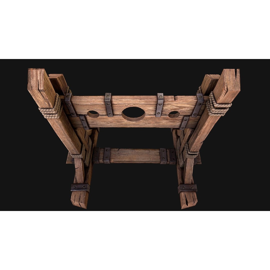Medieval Pillory Torture 3D Model – Low Poly Game Asset, PBR Textures - View 16