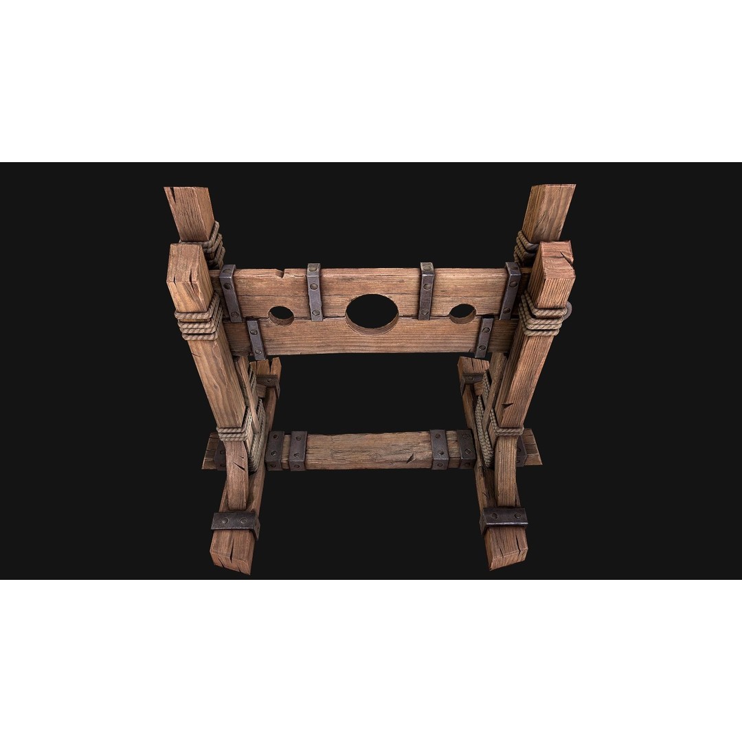 Medieval Pillory Torture 3D Model – Low Poly Game Asset, PBR Textures - View 17