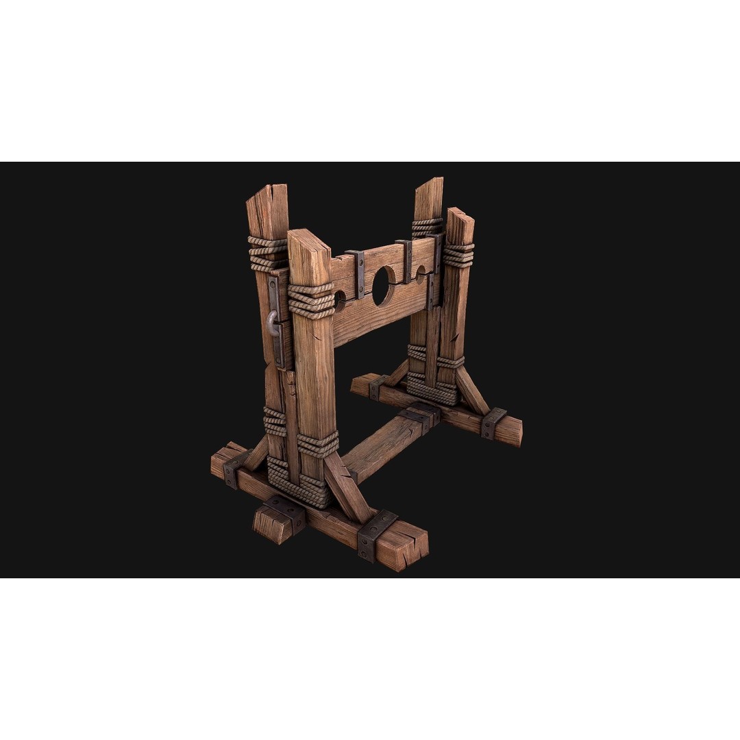 Medieval Pillory Torture 3D Model – Low Poly Game Asset, PBR Textures - View 18