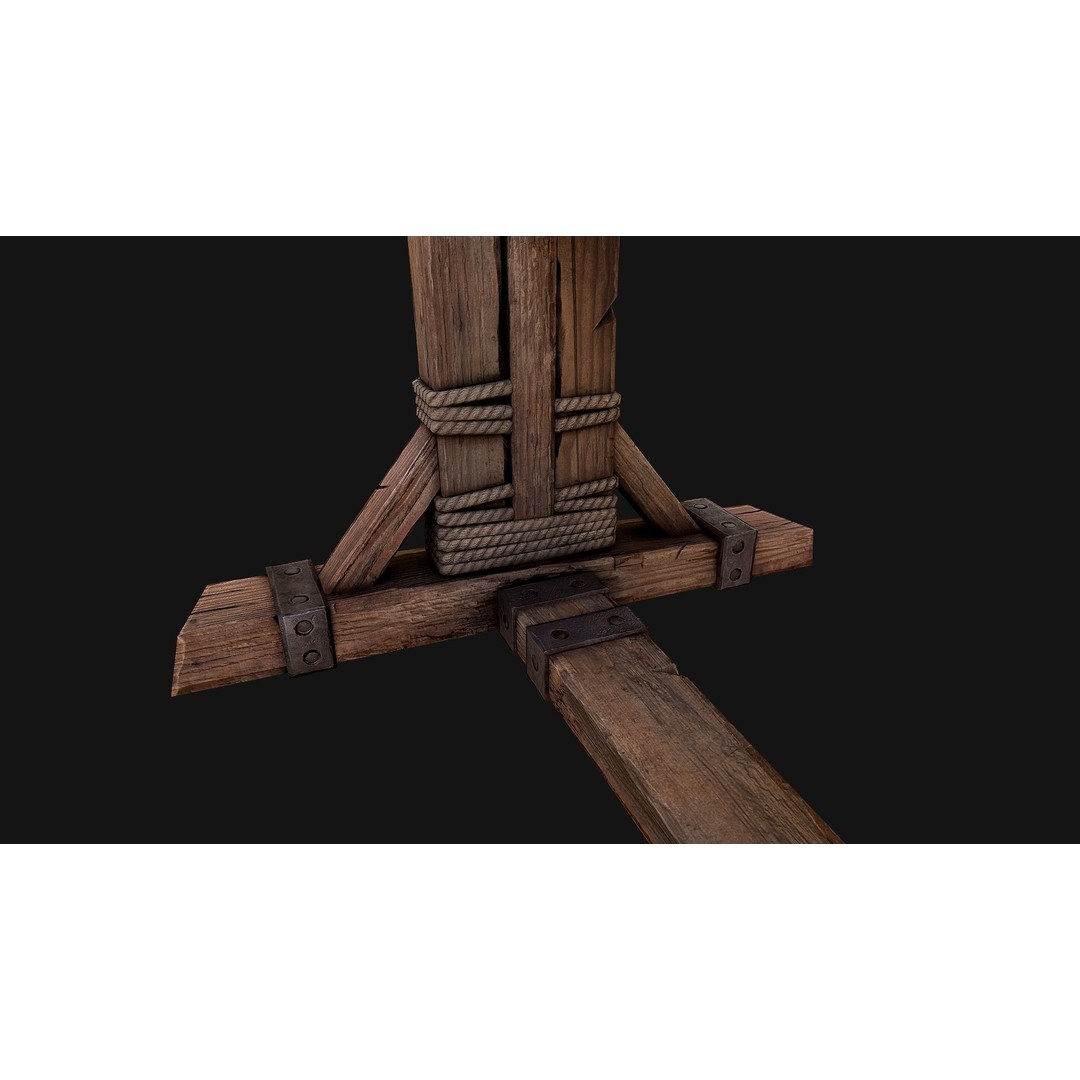 Medieval Pillory Torture 3D Model – Low Poly Game Asset, PBR Textures - View 20