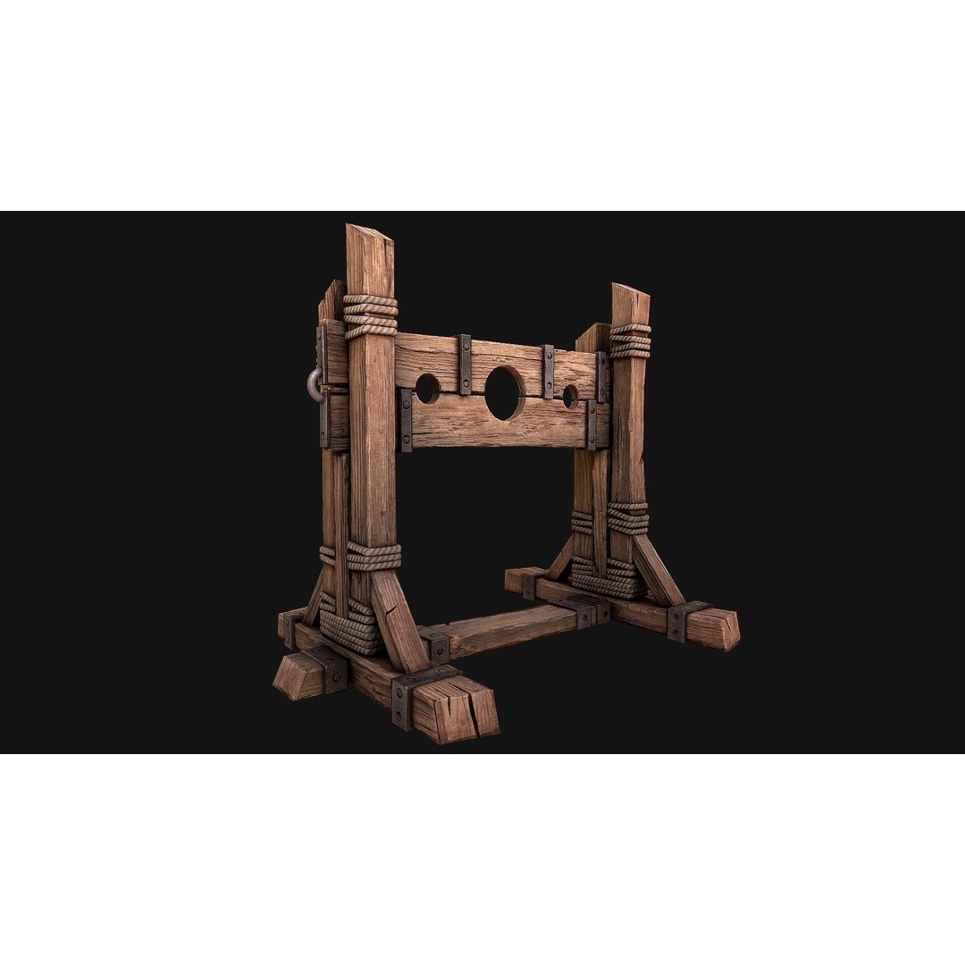 Medieval Pillory Torture 3D Model – Low Poly Game Asset, PBR Textures - View 3