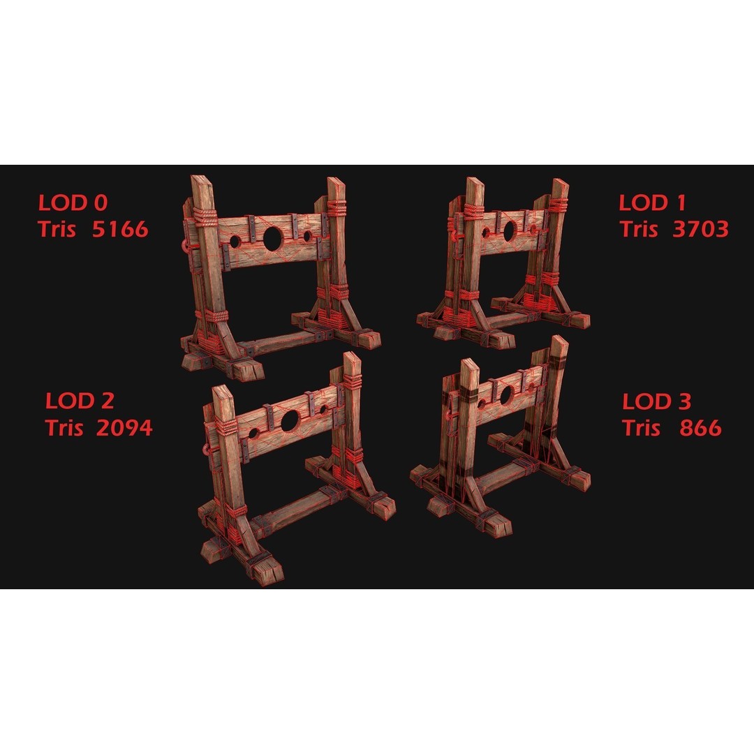 Medieval Pillory Torture 3D Model – Low Poly Game Asset, PBR Textures - View 4