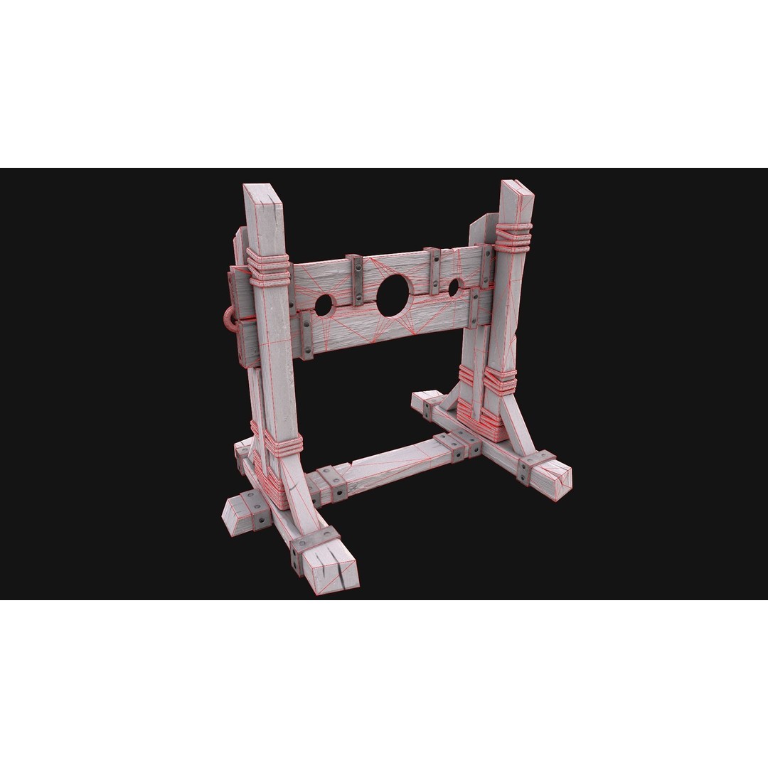 Medieval Pillory Torture 3D Model – Low Poly Game Asset, PBR Textures - View 5