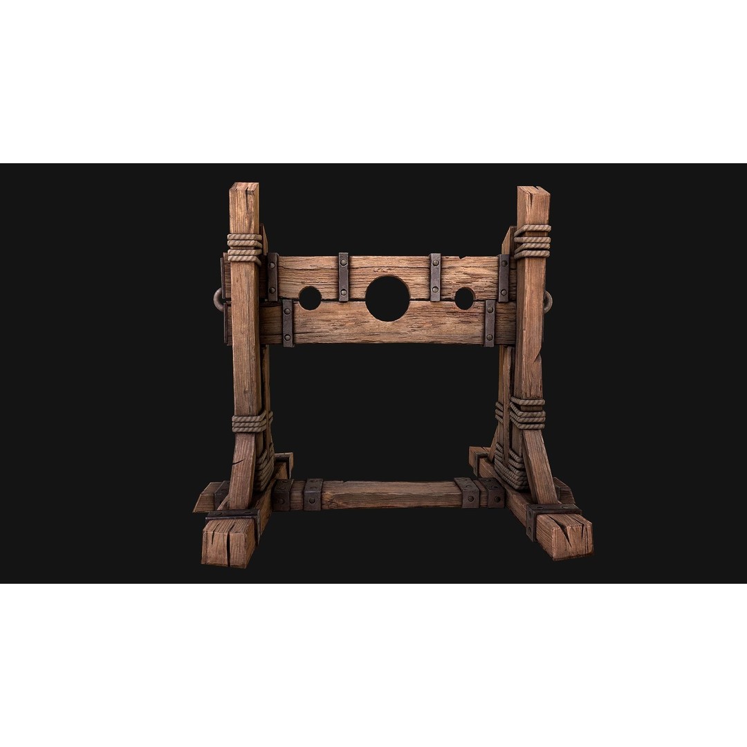 Medieval Pillory Torture 3D Model – Low Poly Game Asset, PBR Textures - View 6