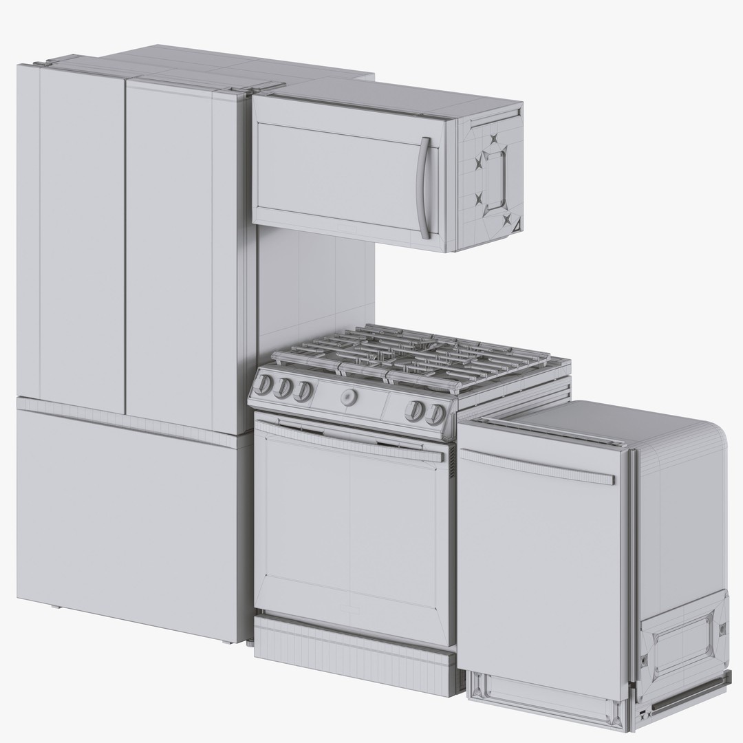 Samsung Appliance Collection 04 3D Model – High-Resolution Kitchen Set, OBJ & 3dsMax