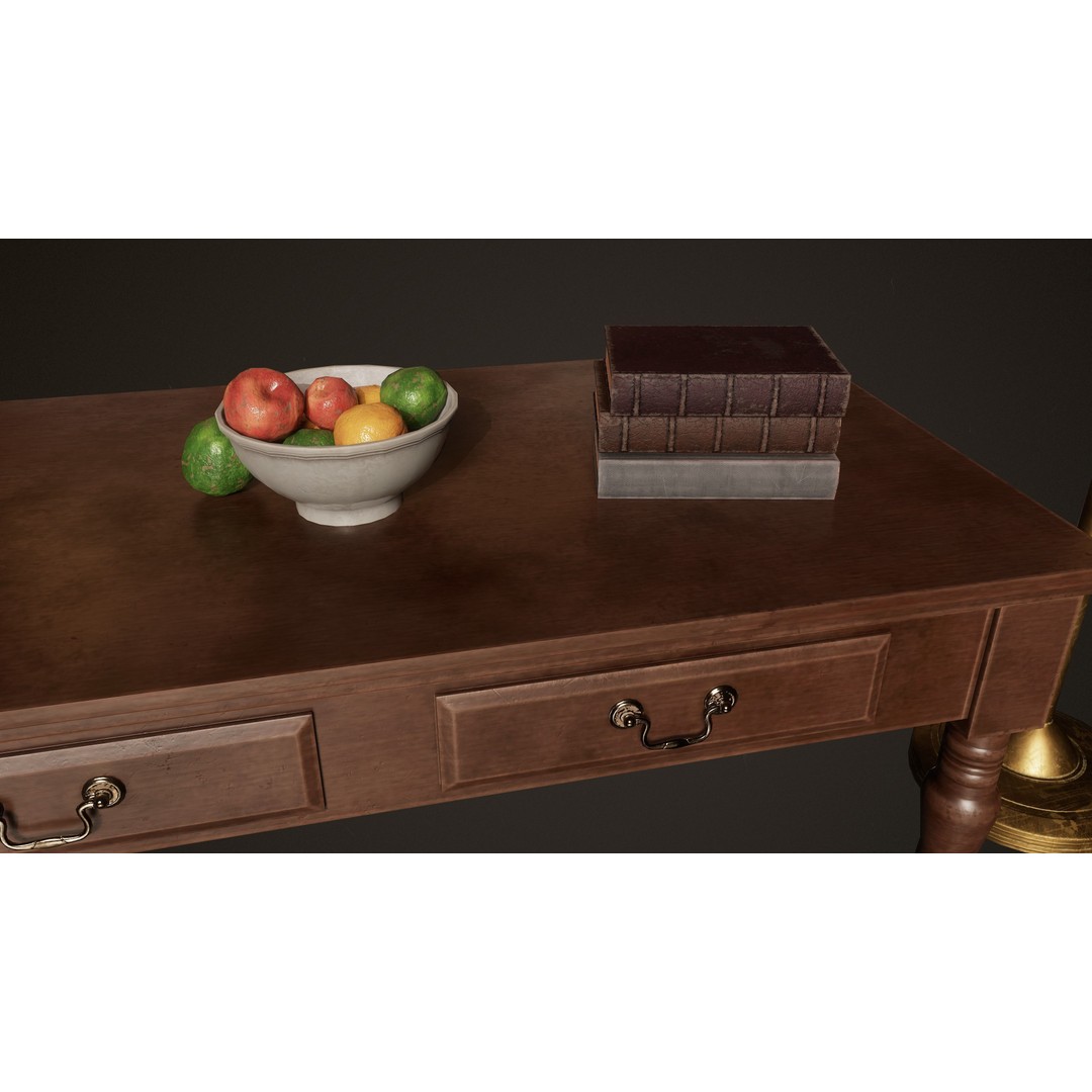 Victorian Wooden Furniture 3D Model – Low Poly Game Asset, FBX - View 10