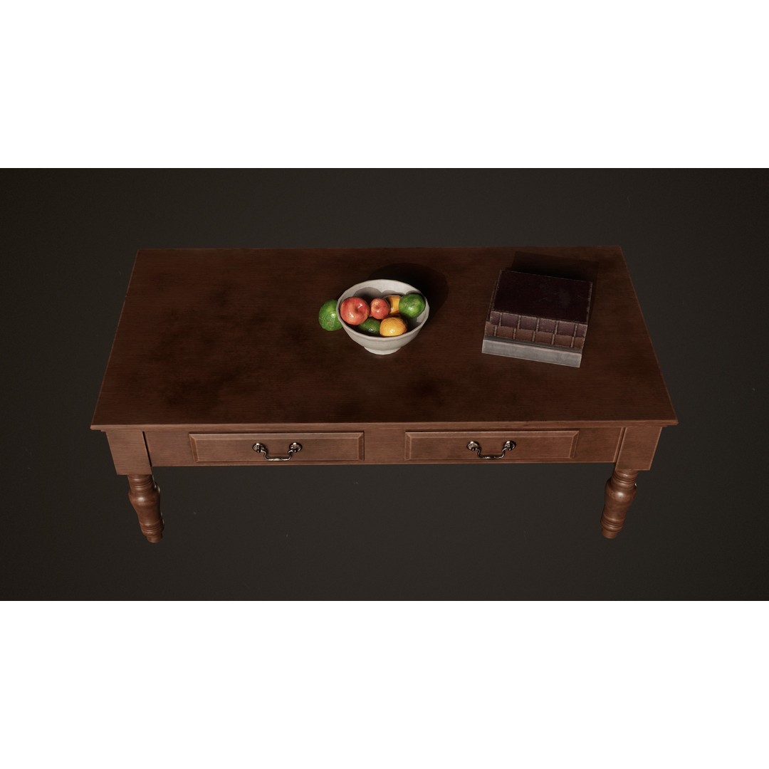 Victorian Wooden Furniture 3D Model – Low Poly Game Asset, FBX - View 12