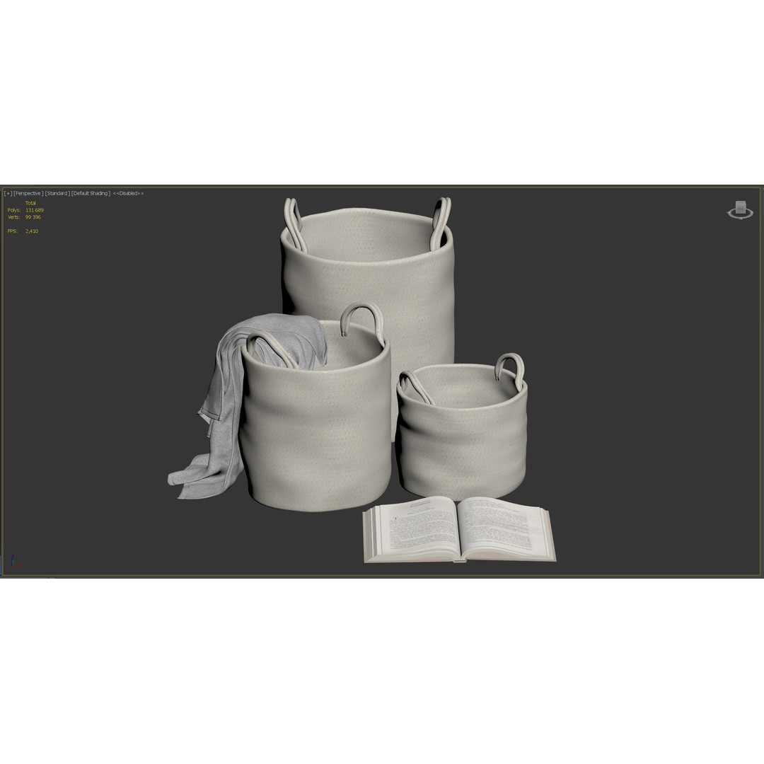 Basket with Handles 3D Model – PBR Textured Home Decor Asset