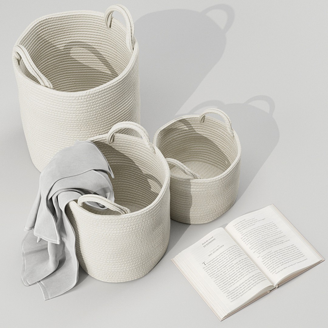 Basket with Handles 3D Model – PBR Textured Home Decor Asset - View 4