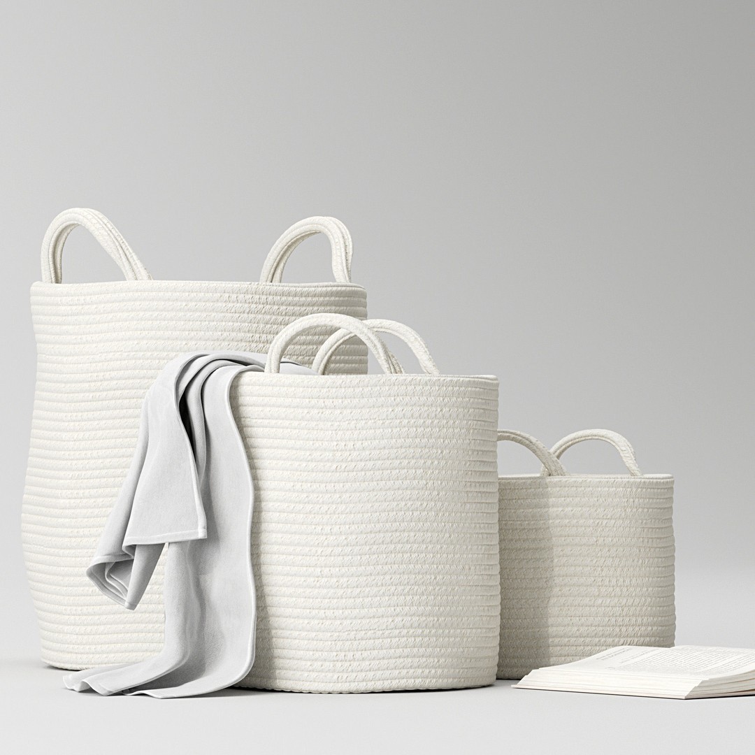 Basket with Handles 3D Model – PBR Textured Home Decor Asset - View 5