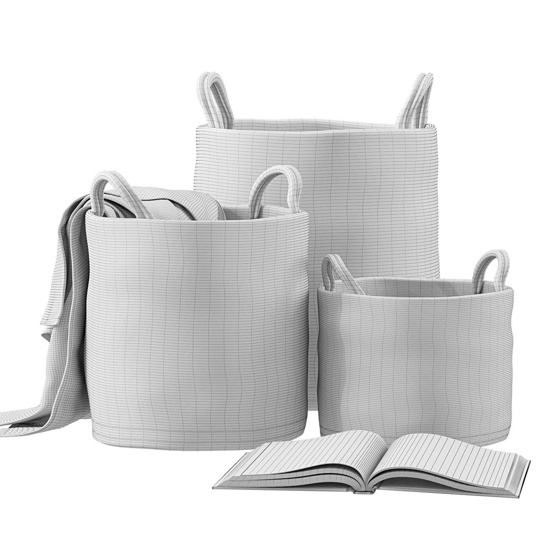 Basket with Handles 3D Model – PBR Textured Home Decor Asset - View 7