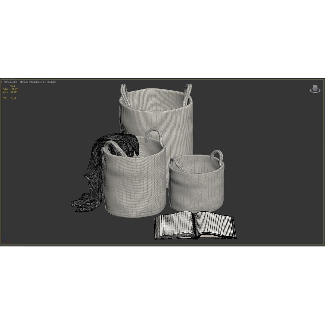 Basket with Handles 3D Model – PBR Textured Home Decor Asset - View 9