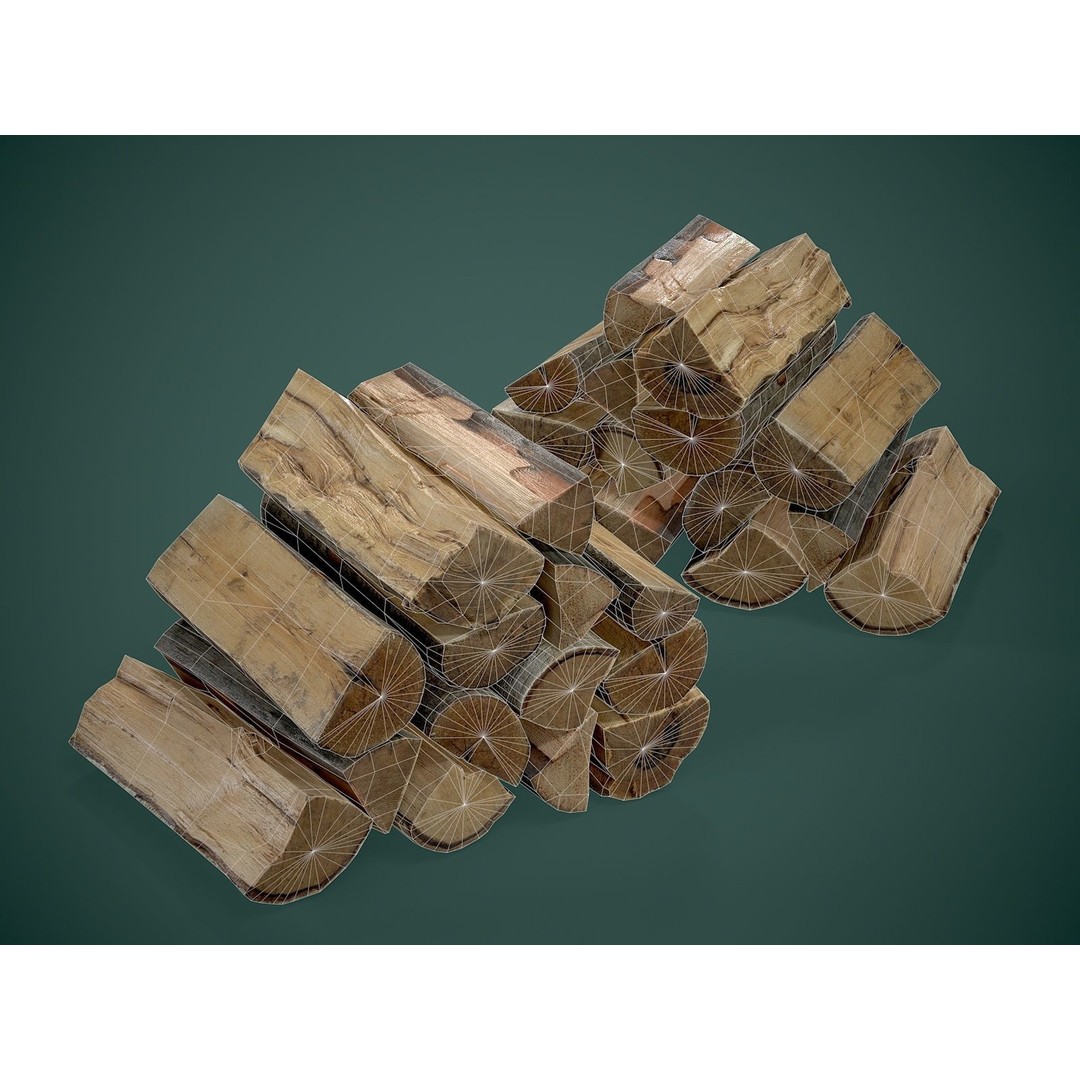 Firewood 3D Model – Low Poly Outdoor Prop, FBX Game Asset - View 10