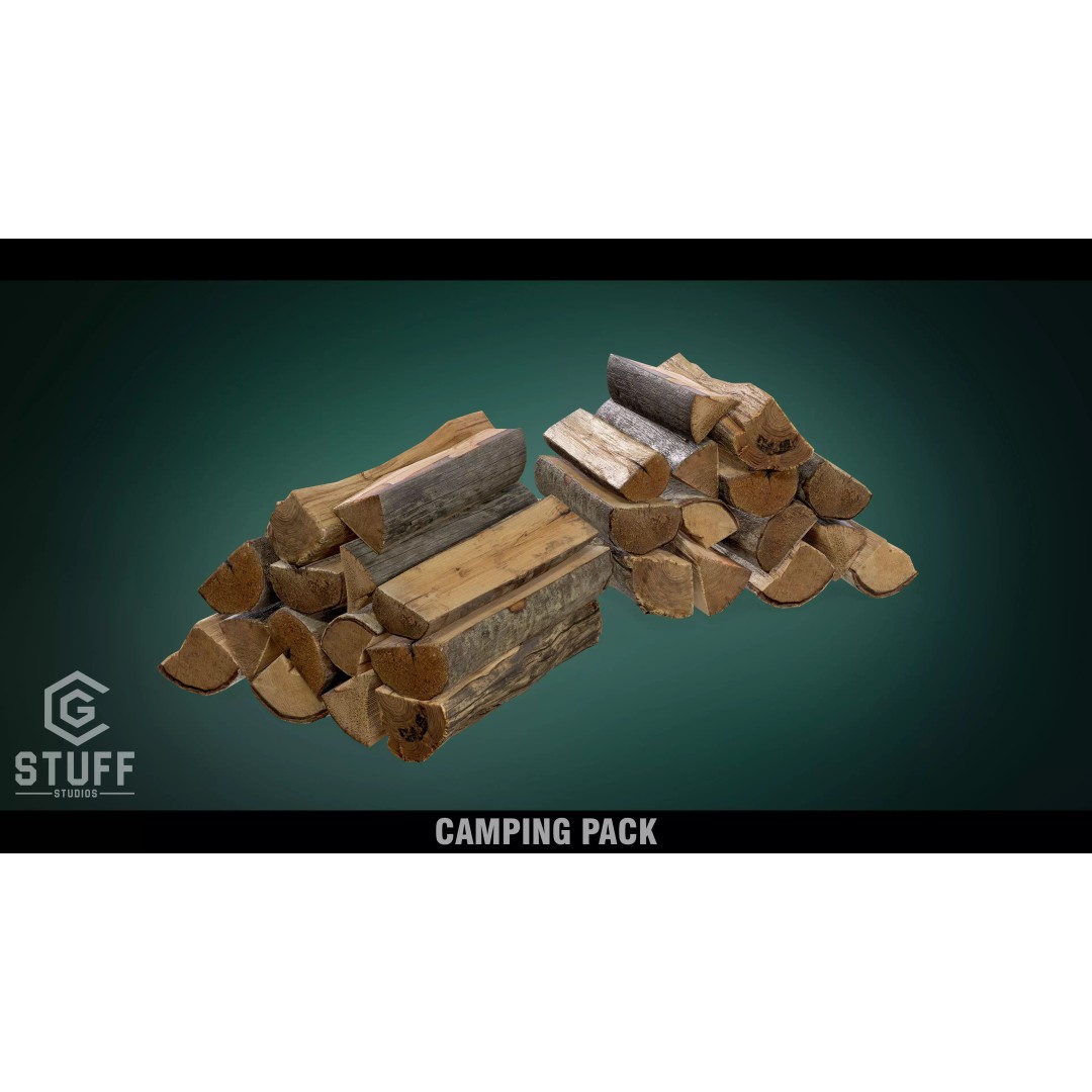 Firewood 3D Model – Low Poly Outdoor Prop, FBX Game Asset - View 2