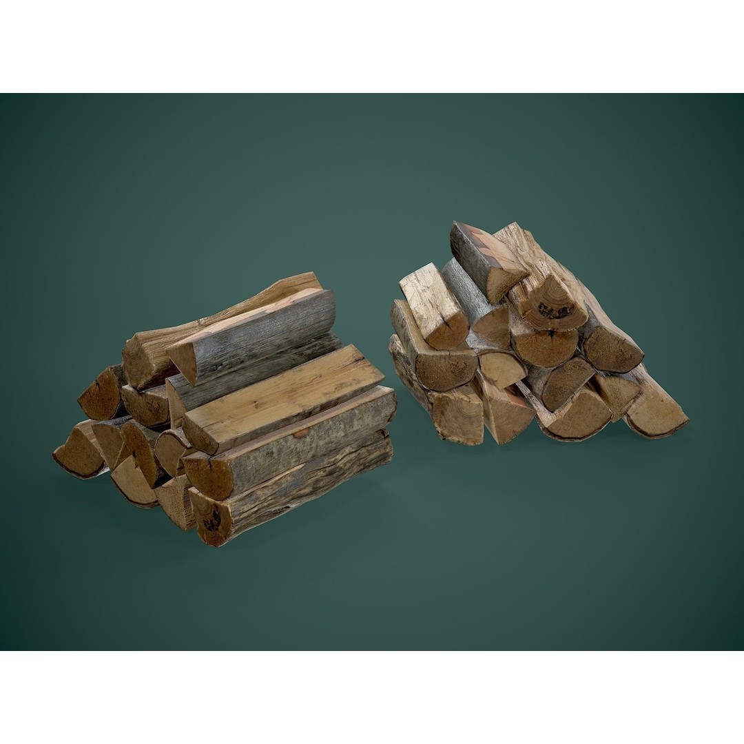 Firewood 3D Model – Low Poly Outdoor Prop, FBX Game Asset - View 3