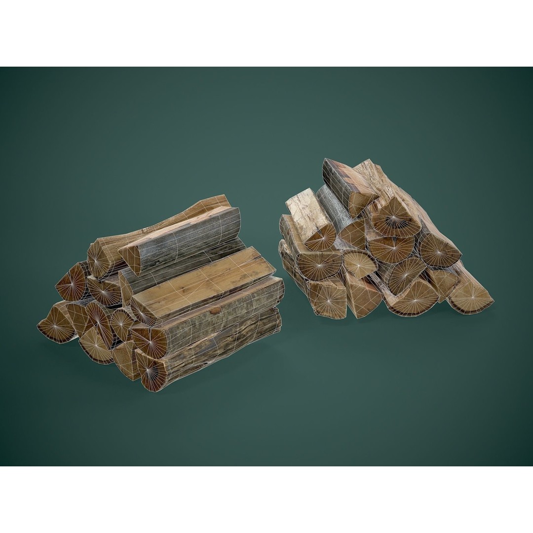 Firewood 3D Model – Low Poly Outdoor Prop, FBX Game Asset - View 4