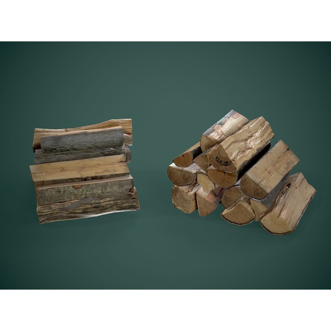 Firewood 3D Model – Low Poly Outdoor Prop, FBX Game Asset - View 5