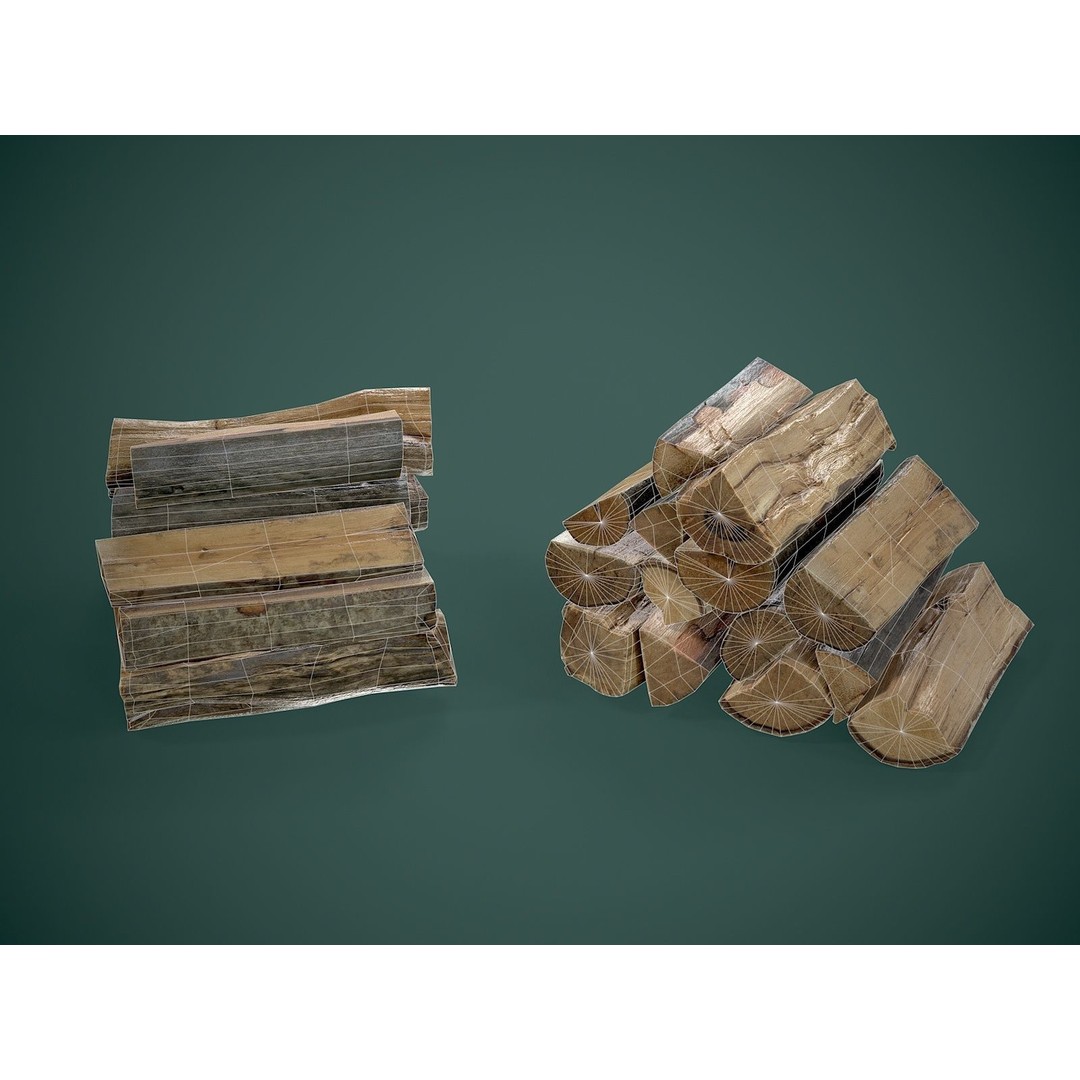 Firewood 3D Model – Low Poly Outdoor Prop, FBX Game Asset - View 6