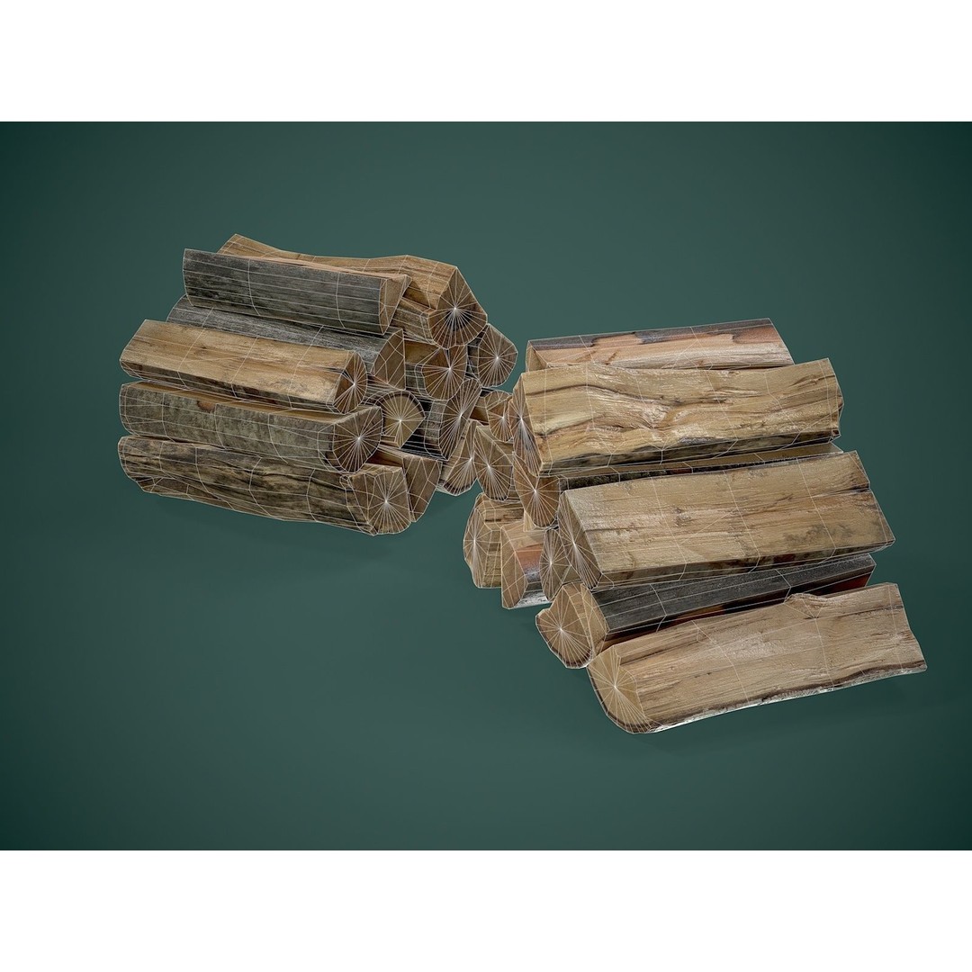 Firewood 3D Model – Low Poly Outdoor Prop, FBX Game Asset - View 8