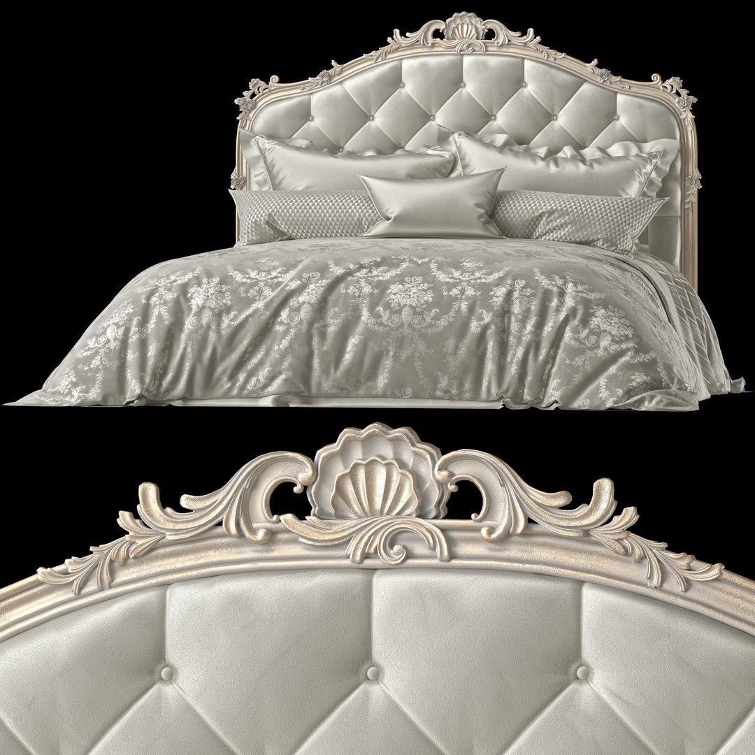 Silvano Grifoni Bed 3D Model – Classical Rococo Design, FBX & OBJ - View 3