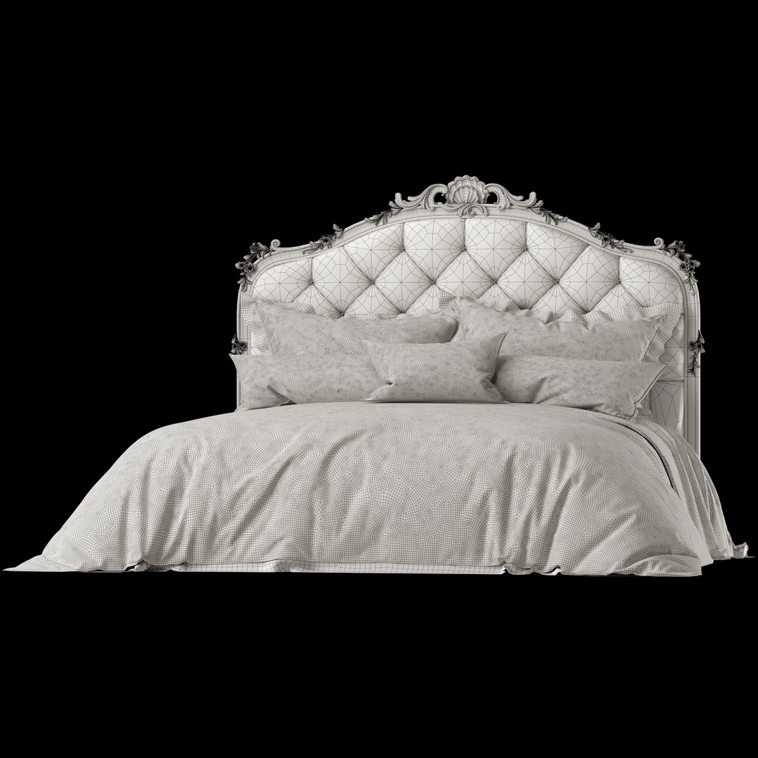 Silvano Grifoni Bed 3D Model – Classical Rococo Design, FBX & OBJ - View 9