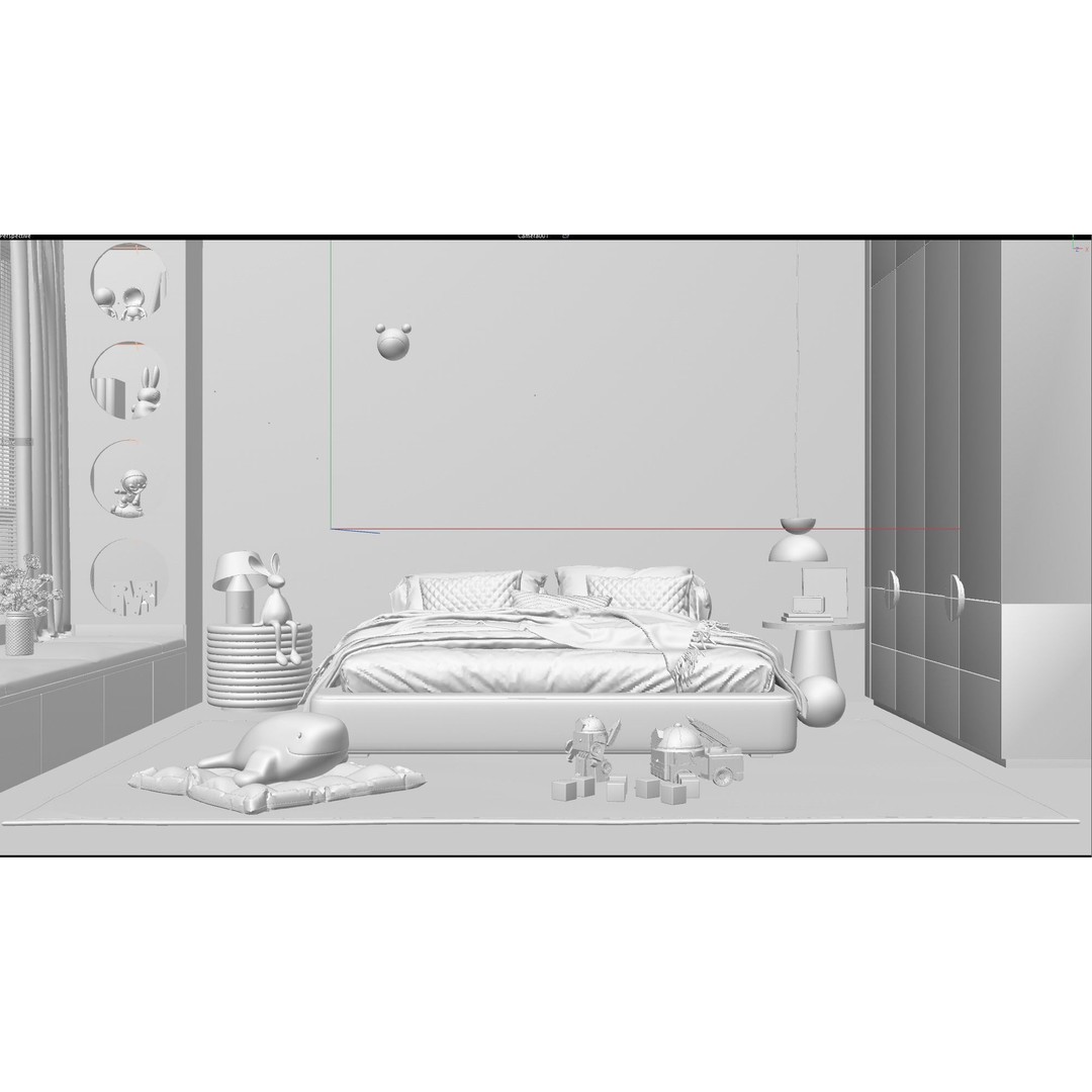 Child Bedroom 3D Model – Realistic Interior Scene, FBX, OBJ - View 4