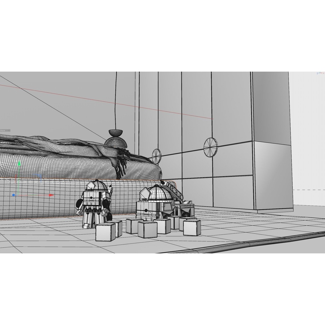 Child Bedroom 3D Model – Realistic Interior Scene, FBX, OBJ - View 9