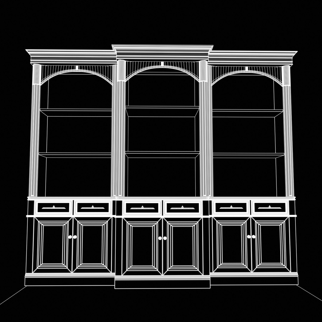 Vintage Mahogany Bookcase 3D Model – Low Poly Furniture, FBX, Blender - View 17