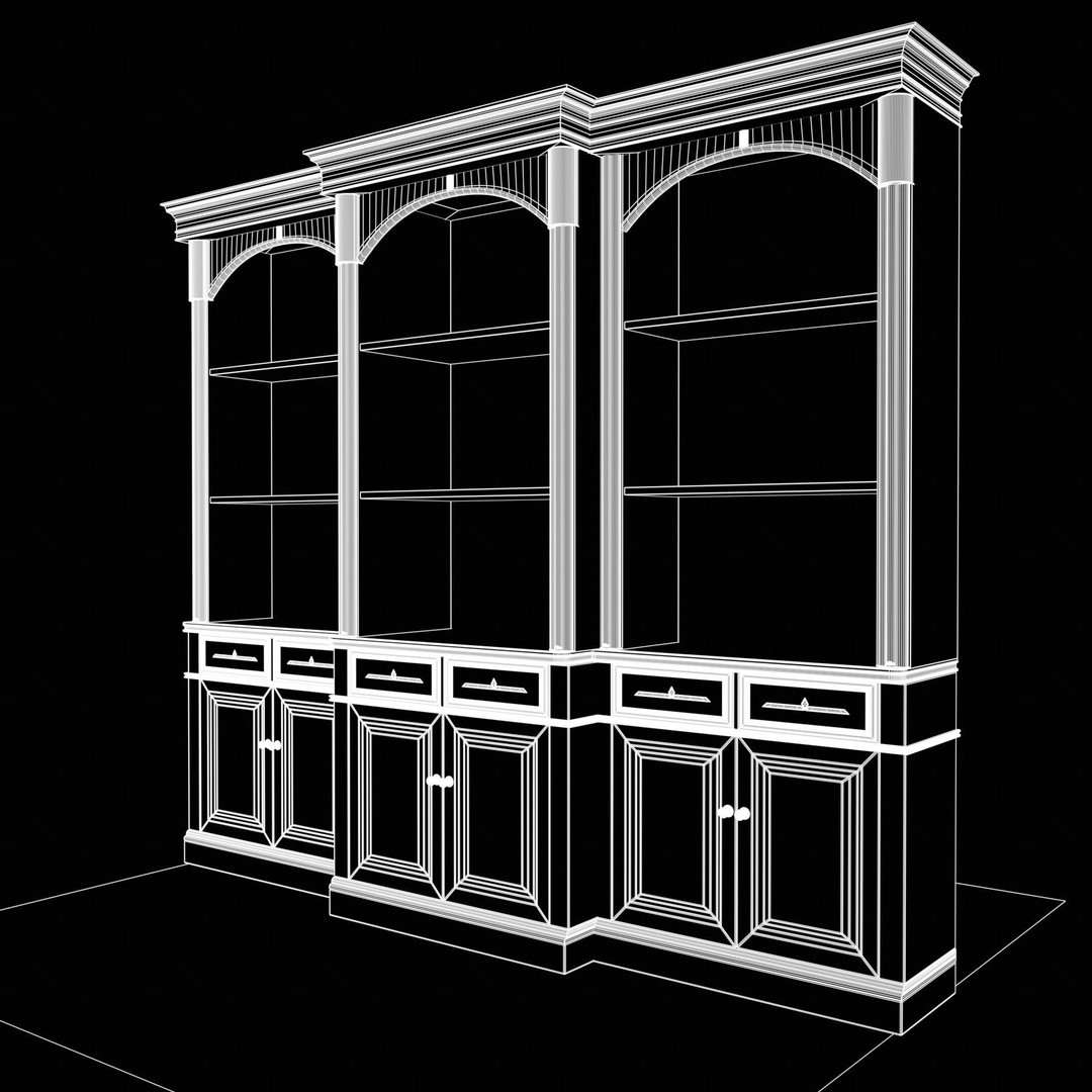 Vintage Mahogany Bookcase 3D Model – Low Poly Furniture, FBX, Blender - View 18